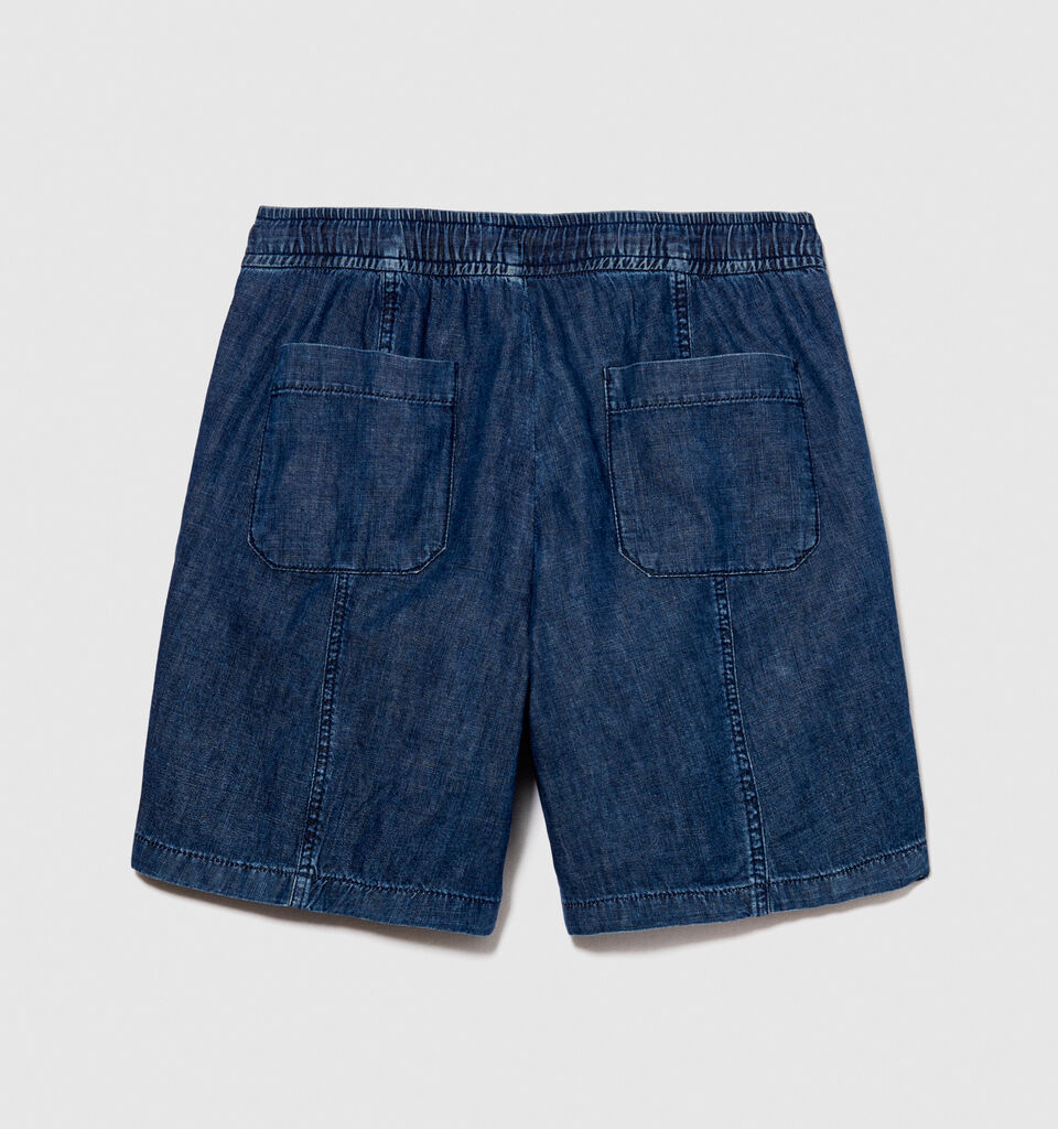 Bermudas in chambray - men's jean shorts - Blue | Sisley image number 7